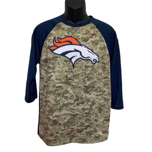 NFL Denver Broncos Nike Onfield Apparel The Nike Tee 3/4 Raglan Sleeve Tee Sz M - Picture 10 of 10